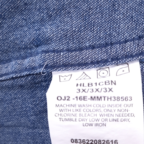 New Wrangler Authentics Long Sleeve Denim Work Shirt Men's 3X Button Up Ranch - Picture 13 of 13